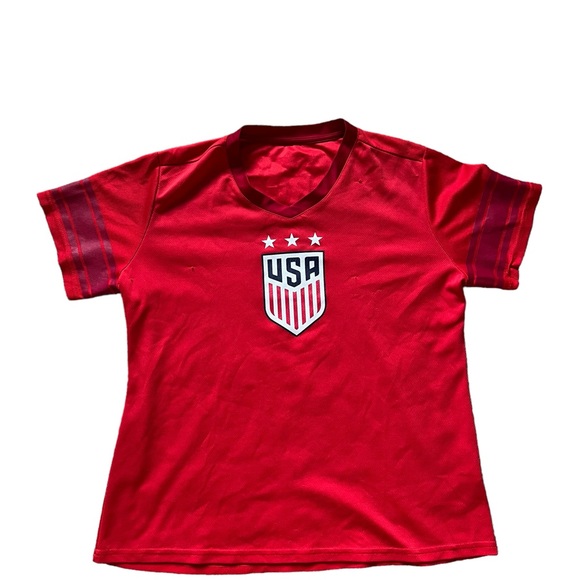 USA Soccer Jersey Women's L/XL Shirt Top Short Sleeve Official Red READ Please✅ - Picture 2 of 8
